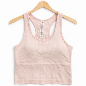 Ebb to Street Cropped Racerback Tank Top Rib Map Strawberry Milkshake/White 4